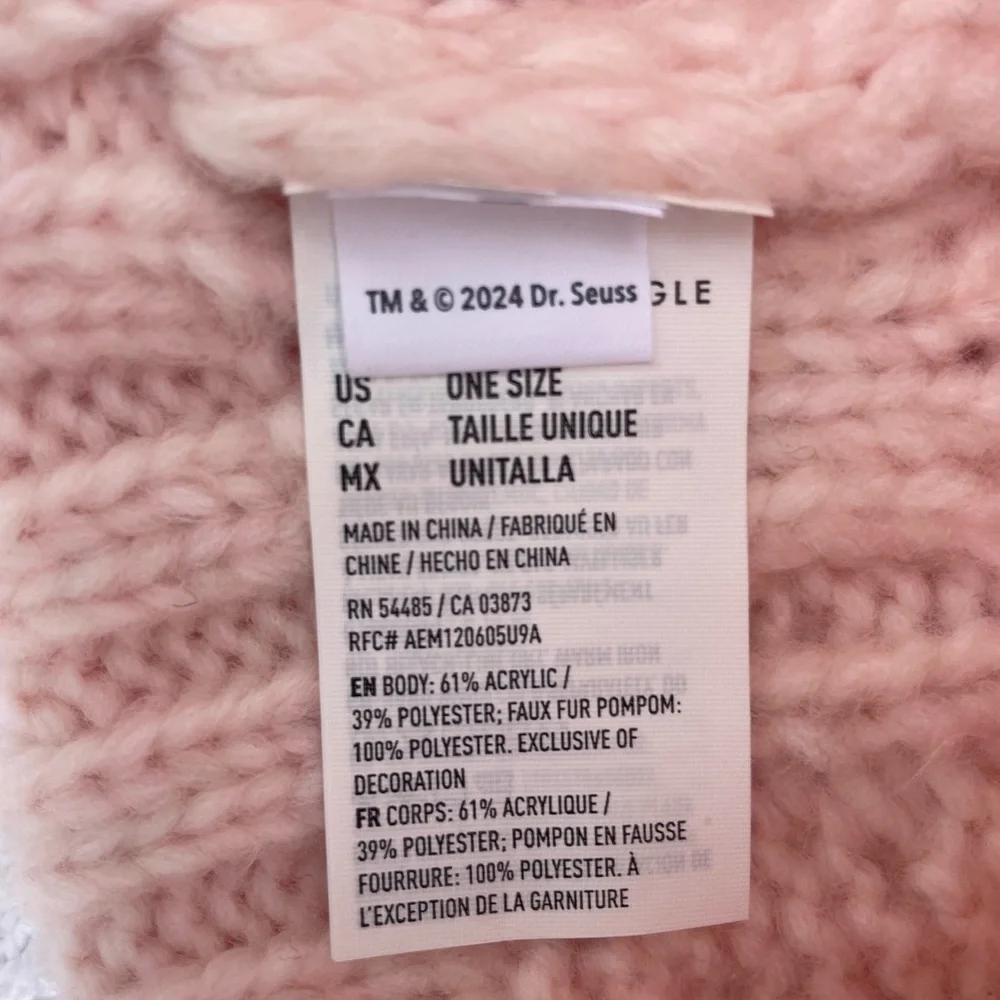 Aerie Blush Cable Knit Beanie Grinch Max Winter Like New - Picture 4 of 4